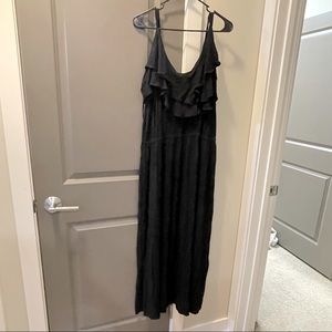 Black maxi dress with ruffles